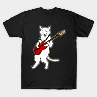 Funny Cat Playing Bass Guitar T-Shirt